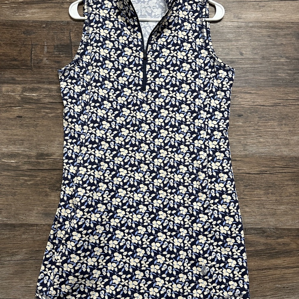 Tommy Bahama Navy and White Floral Dress